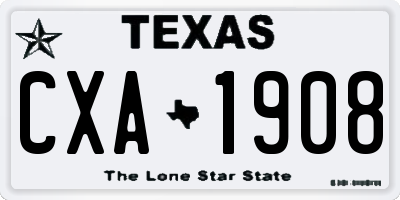 TX license plate CXA1908