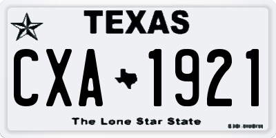 TX license plate CXA1921
