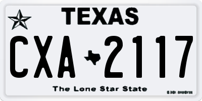 TX license plate CXA2117