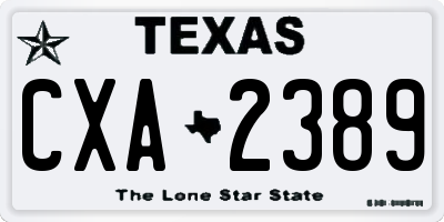 TX license plate CXA2389