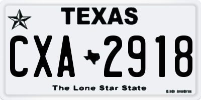 TX license plate CXA2918