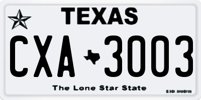 TX license plate CXA3003