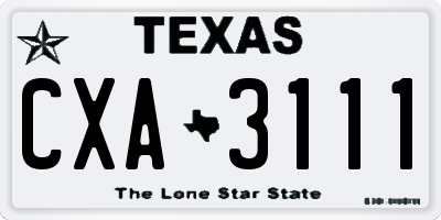 TX license plate CXA3111