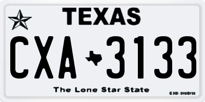 TX license plate CXA3133