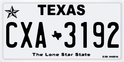 TX license plate CXA3192