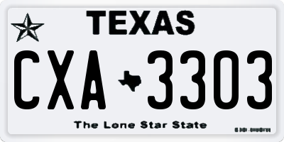 TX license plate CXA3303