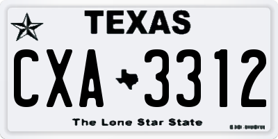 TX license plate CXA3312