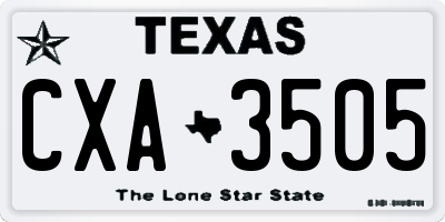 TX license plate CXA3505