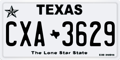 TX license plate CXA3629