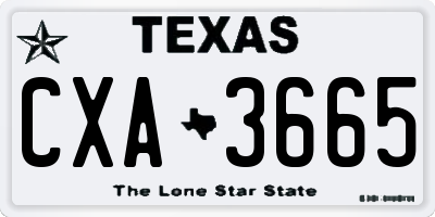 TX license plate CXA3665