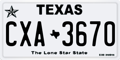TX license plate CXA3670