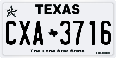 TX license plate CXA3716