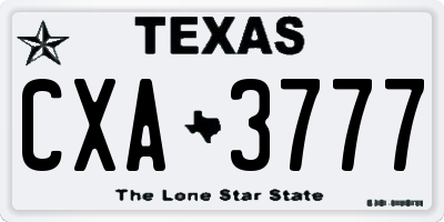 TX license plate CXA3777