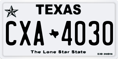 TX license plate CXA4030