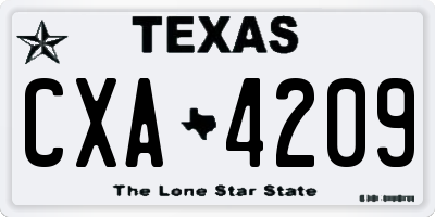 TX license plate CXA4209
