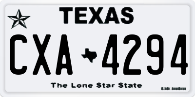 TX license plate CXA4294