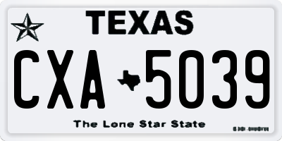 TX license plate CXA5039