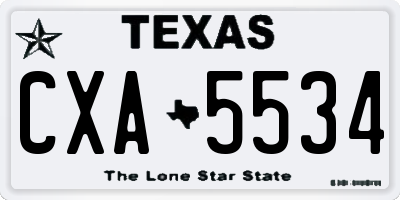 TX license plate CXA5534