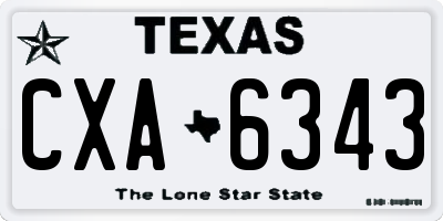 TX license plate CXA6343