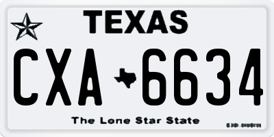 TX license plate CXA6634