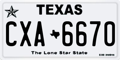TX license plate CXA6670