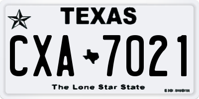 TX license plate CXA7021