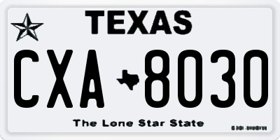 TX license plate CXA8030