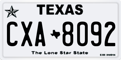 TX license plate CXA8092