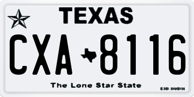 TX license plate CXA8116