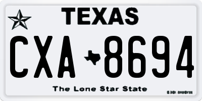 TX license plate CXA8694