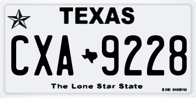 TX license plate CXA9228