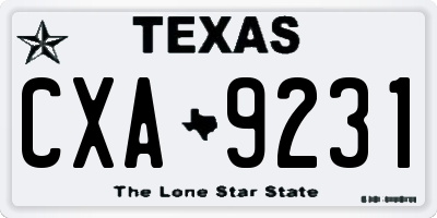 TX license plate CXA9231