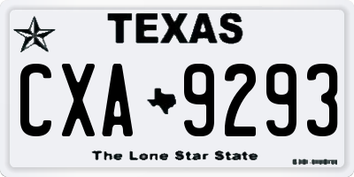 TX license plate CXA9293