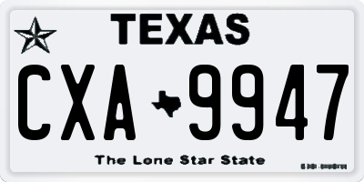 TX license plate CXA9947