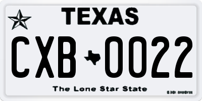TX license plate CXB0022