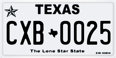 TX license plate CXB0025