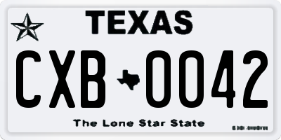 TX license plate CXB0042