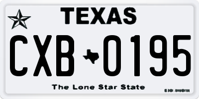 TX license plate CXB0195