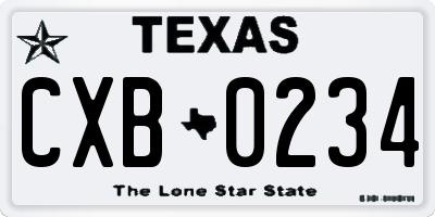 TX license plate CXB0234