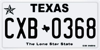 TX license plate CXB0368