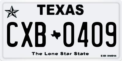 TX license plate CXB0409