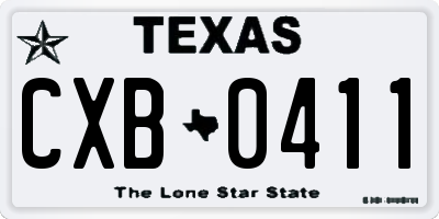 TX license plate CXB0411
