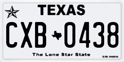 TX license plate CXB0438