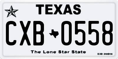 TX license plate CXB0558