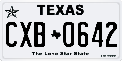 TX license plate CXB0642