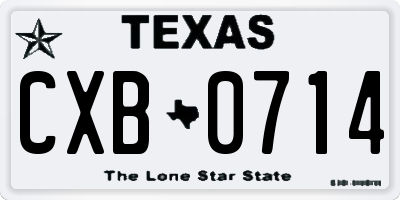 TX license plate CXB0714