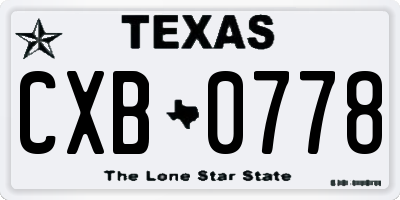 TX license plate CXB0778