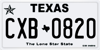 TX license plate CXB0820
