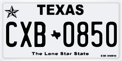 TX license plate CXB0850