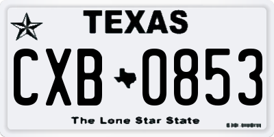 TX license plate CXB0853